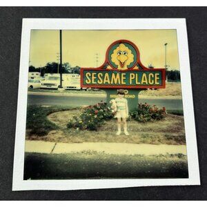 Vintage SESAME PLACE 1980 Big Bird Sesame Street Sign Polaroid Child Girl Cars